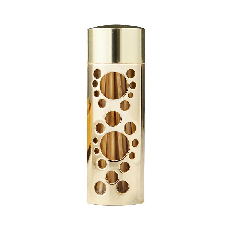 Golden Hollow Metal Toothpick Holder Portable Glass Toothpick Box with Metal Lid Toothpick Storage Case Needle Case
