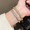 Geometric Zircon Cuff Bracelet With 18k Gold Plating For Women Elegant Accessories