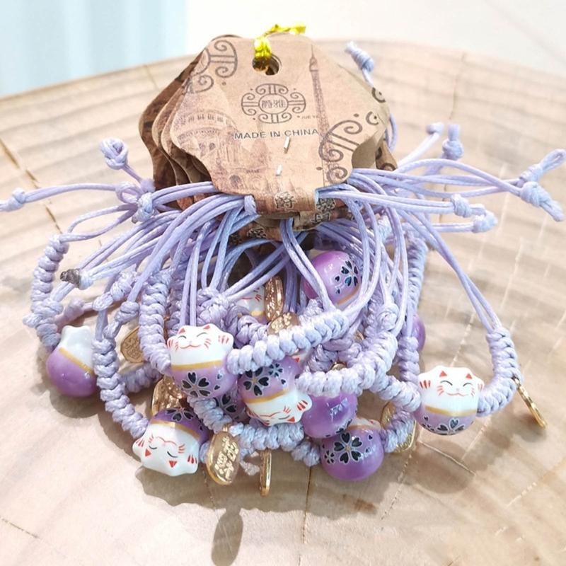 Trendy Ceramic Lucky Cat Bracelet Cartoon Cute Wrist Chain Jewelry Accessory