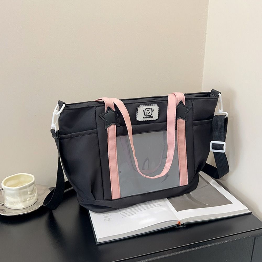 Large Capacity Messenger Bag Nylon School Tote Bag New Transparent Itabag  Handbags