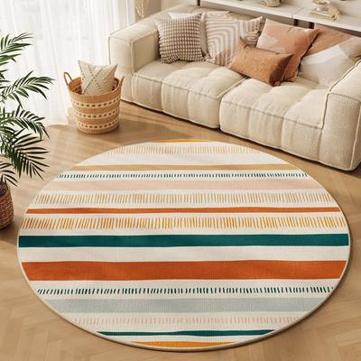 Böhmischer runder Teppich Bunt gestreiftes geometrisches Muster Fußmatte Moderne Heimdekoration Rutschfester Bereichsteppich für Wohnzimmer Schlafzimmer