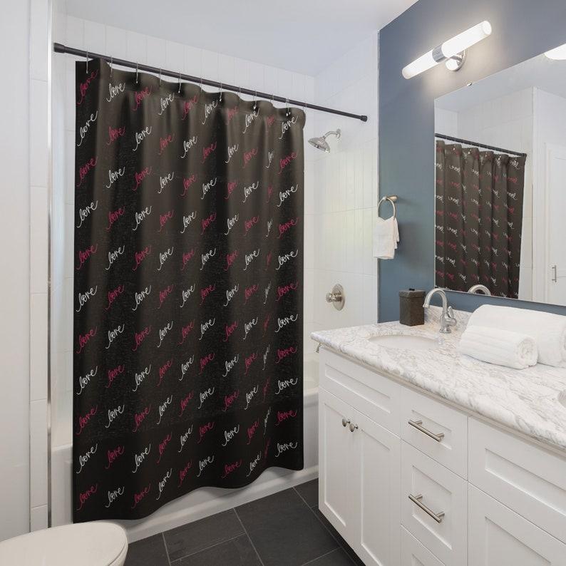 

Love Black Shower Curtains W60H190(CM)-1 Pcs