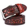 Cow Leather Embossing Belt Male Classic Vintage Pin Buckle Strap