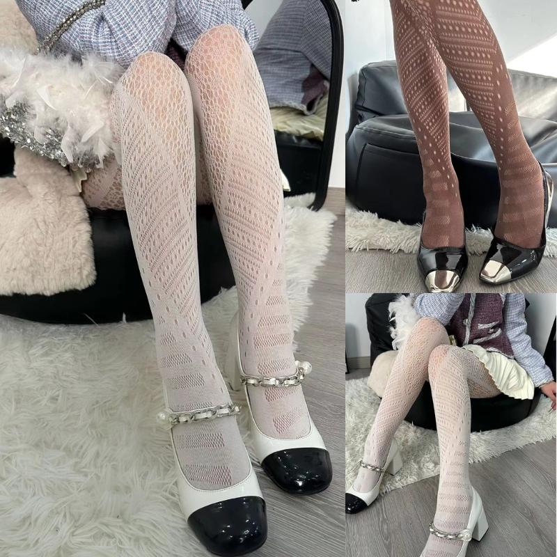 Women Vintage Hollowed Out Fishnet Sheer Pantyhose Aesthetic Irregular Geometric Patterned Spliced Leggings Mesh Tights