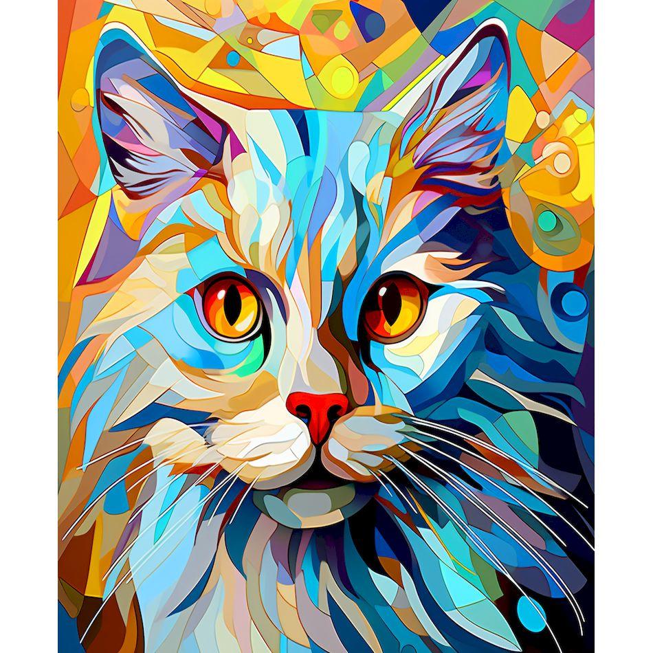CHENISTORY Paint By Numbers Colorful Cat Animal Acrylic Drawing Canvas Wall Art Oil Painting By Numbers DIY Home Decoration