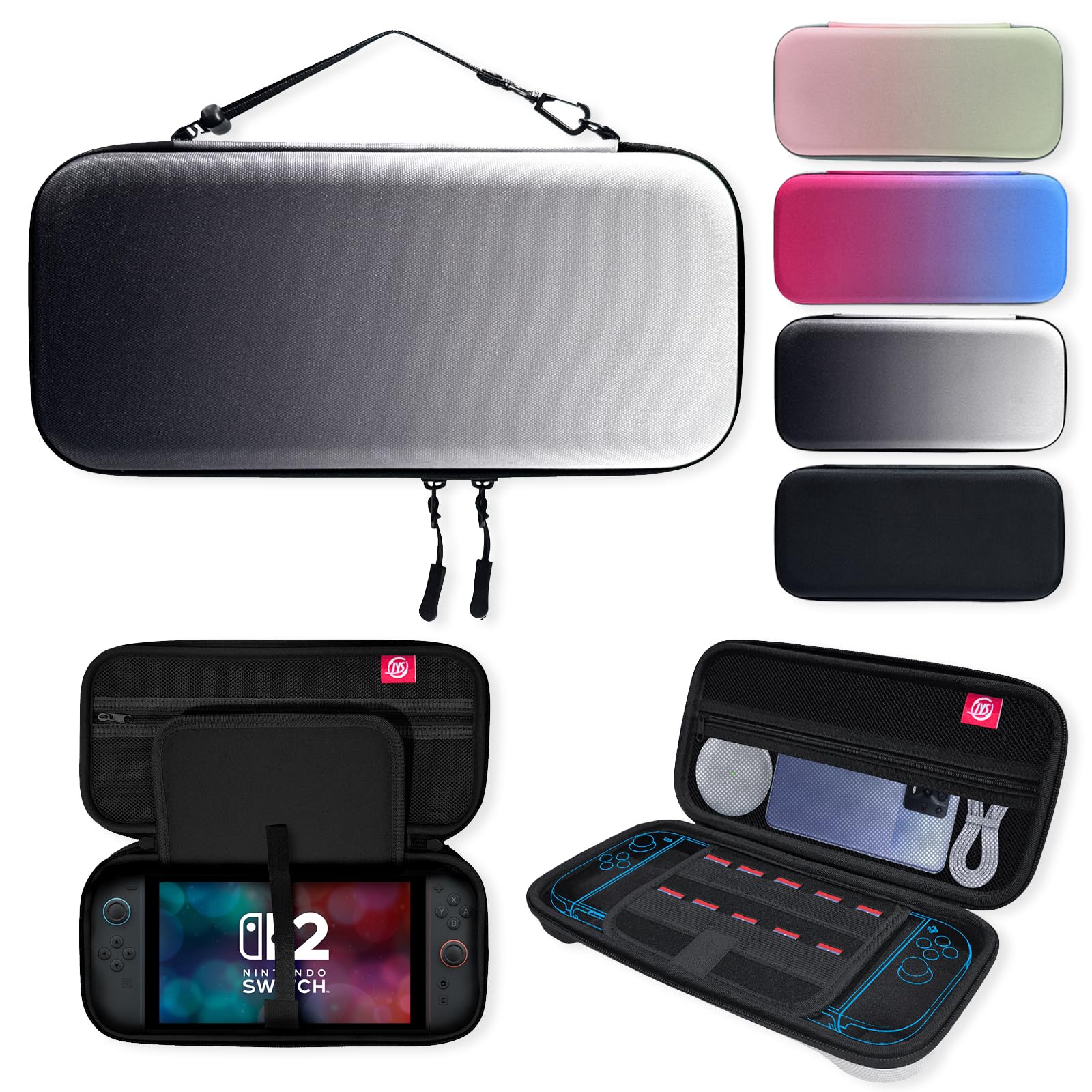 

Модель 2025 Nintendo Switch 2 Пам ять 10 Ігрових карт Повністю градієнтний чохол, Сумка, Захисний, Водонепроникний, Слоти, Для подорожей, Захист, Чорний/Сірий