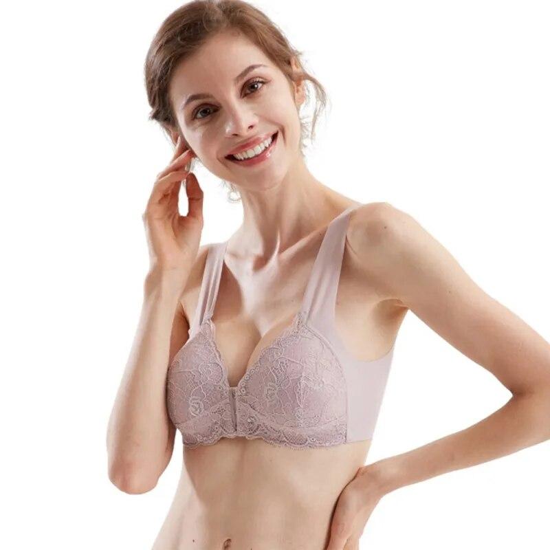 

Большой размер, однотонная передняя застежка-молния, удобный бюстгальтер без стального кольца, передняя пряжка, бесследный жилет, кружевной бюстгальтер, красивое нижнее белье сзади