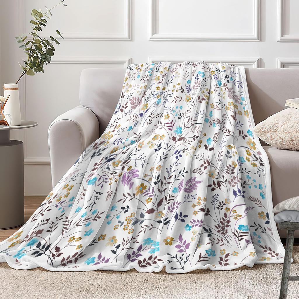 Vintage Flower Blanket Birthday Christmas for Women Girl Gift Spring Floral Blanket Soft Cozy Plush Flannel Fleece Throw Blanket