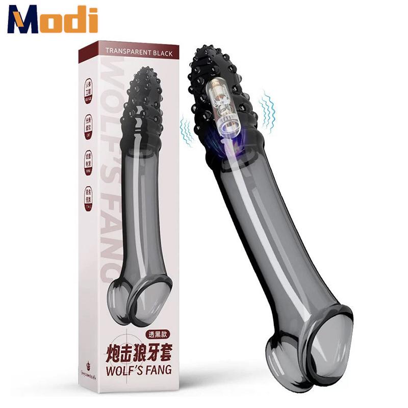 High Elasticity Cock Ring Extender Reusable Penis Sleeve With Vibrator Penis Ring Soft Dick Enlarger For Couples Reusable Condom