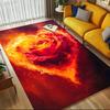 1pc Flame Rose Themed Rug for Home Decor, Non-slip Office Carpet, Chair Mat, Outdoor Mat, Christmas and Halloween Gifts-0731101