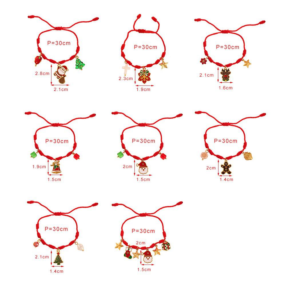 European-American Christmas Reindeer Bell Bracelet with Adjustable Santa, Candy Cane, and Cartoon Drip Oil Charm