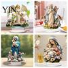 Decorative Desk Ornament Virgin And Angel Ornament, 2D Acrylic Religious with Faith Based Gift Item Base, Catholic Table Centerpiece, Christian