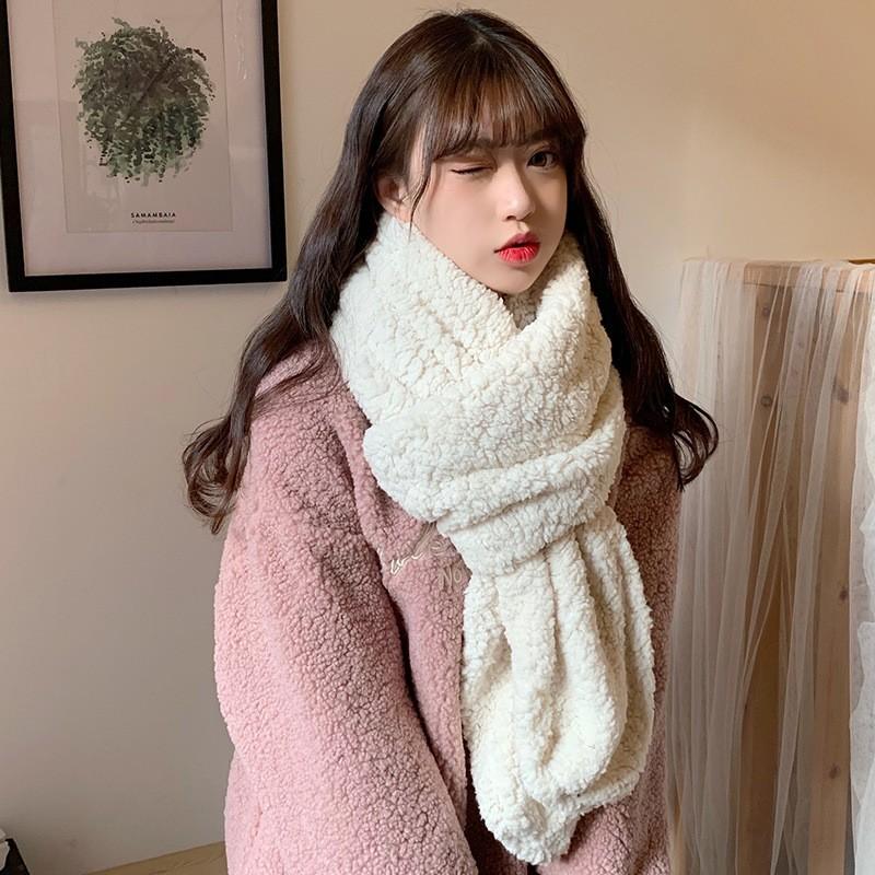 Autumn and Winter New Release Versatile Square Scarf for Students and Outdoor Travel Warm Plush Necklaces