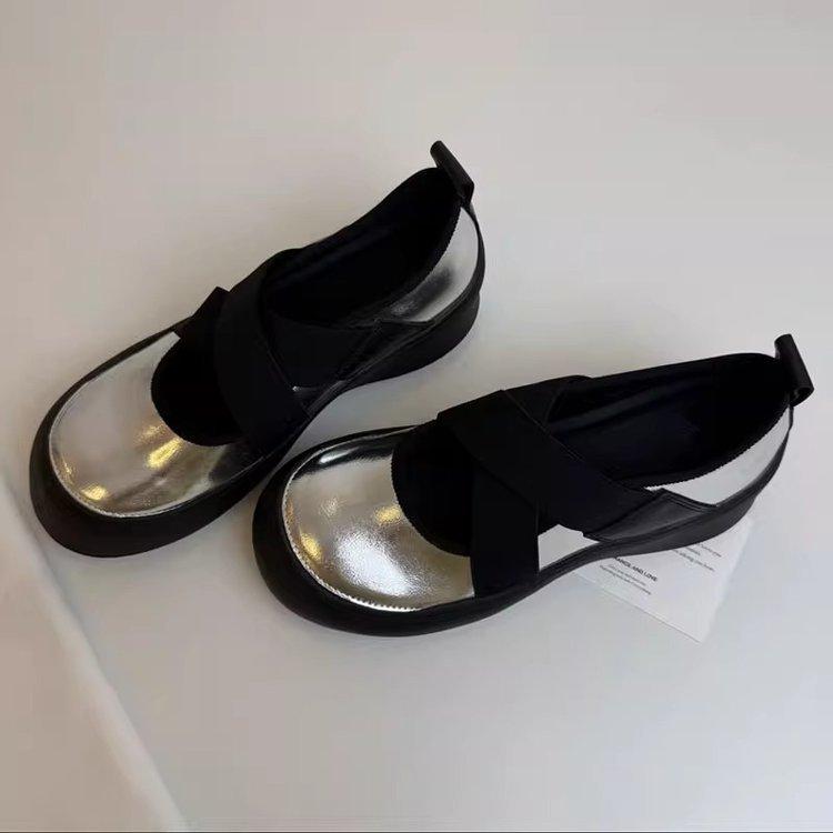 

[youshilai] Mary Jane shoes women s 2025 new thick-soled inner height increase black single shoes one-pedal leather shoes 40