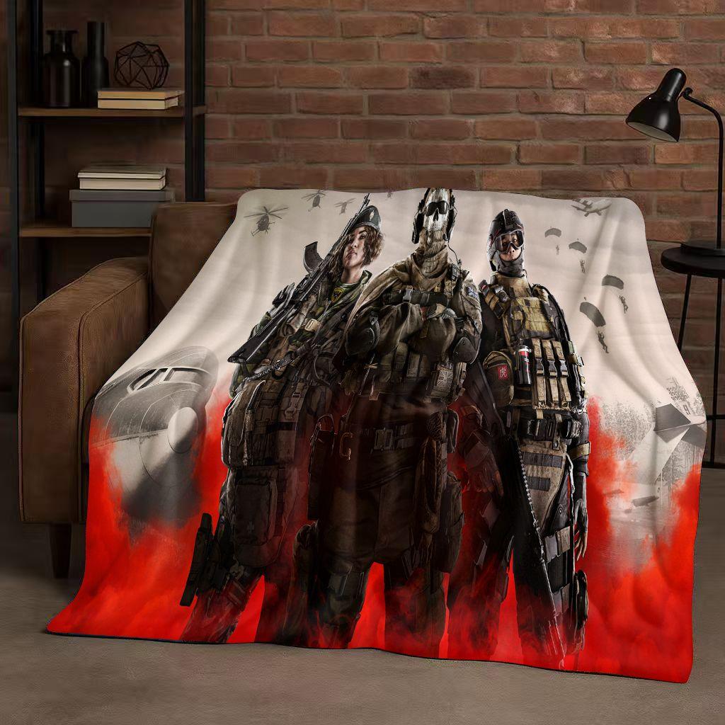 HD Classic Gun Game Call of Duty COD Ghost Simon Flannel Blanket,Ultra Soft Warm Plush Throw for Home Bedroom Bed Sofa Cover Kid
