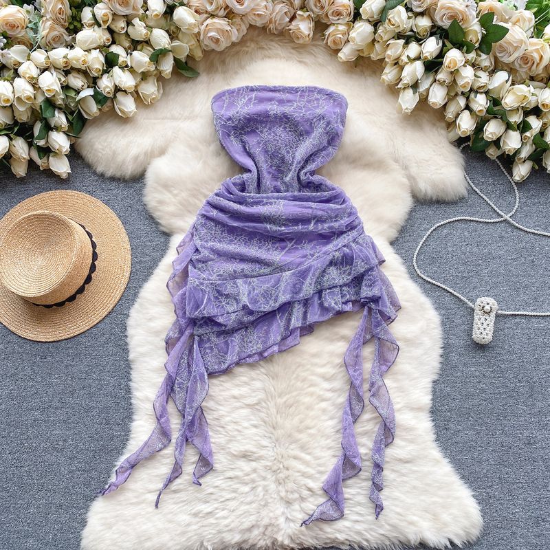 Fashion Sexy Short Asymmetrical Tube Top Dress