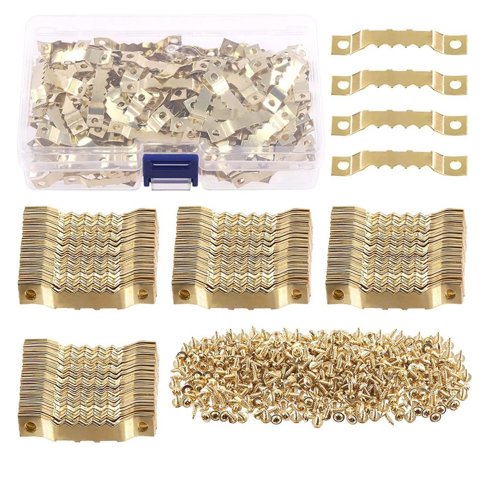 

Sawtooth Picture Frame Hanger Hanging Photo Wall Oil Painting Mirror Saw Tooth Hooks with Screws One Size золотой