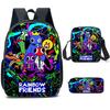 3ks/Sada Rainbow Friends Děti Dítě Školní taška Batoh Taška přes rameno Crossbody Taška Pouzdro na tužky
