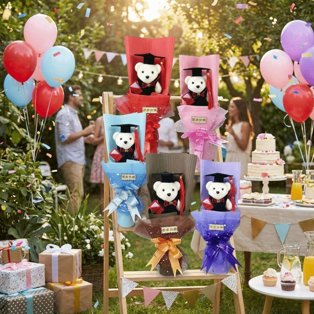 Animal Graduation Bear Bouquet Simulated Stuffed Simulated Bear Plush Toy Bouquet  Birthday