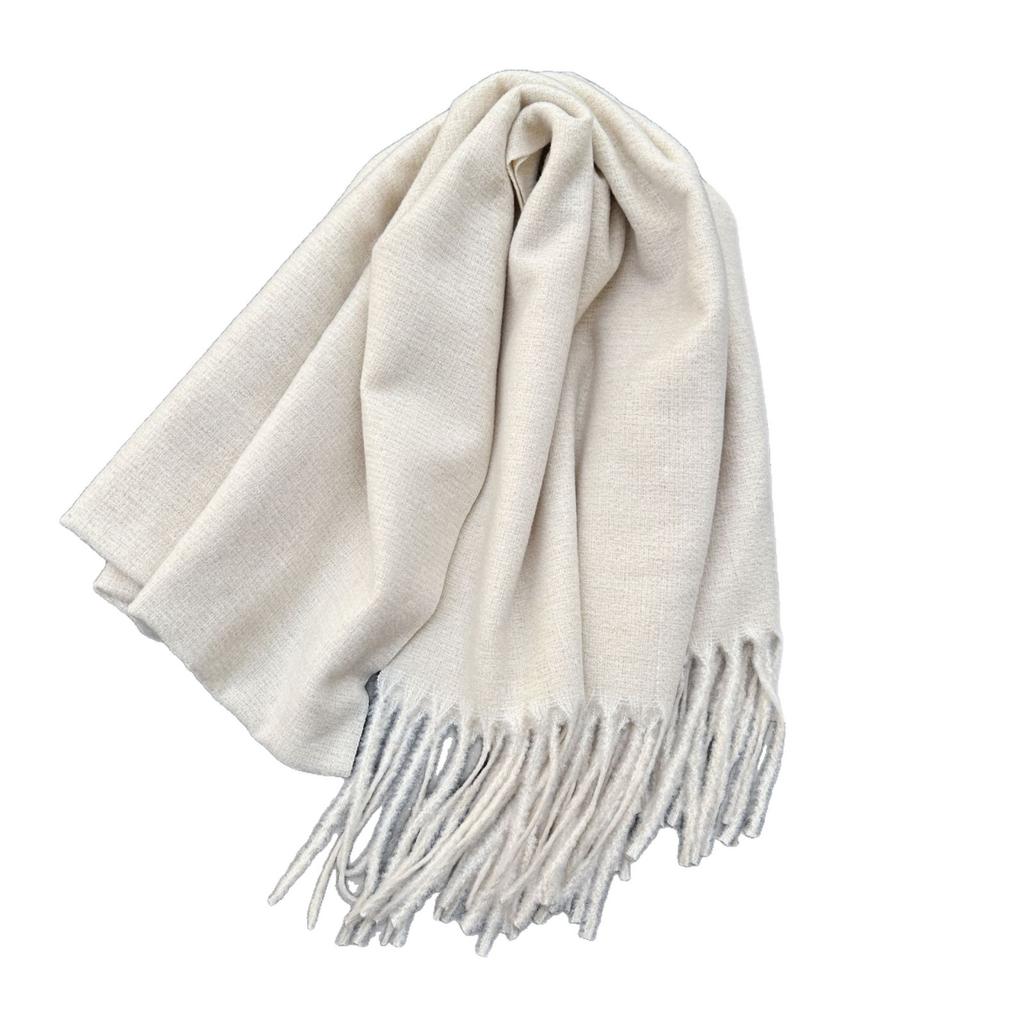 New solid color scarf couple winter shawl dual-purpose warm long thickened fringed scarf spot