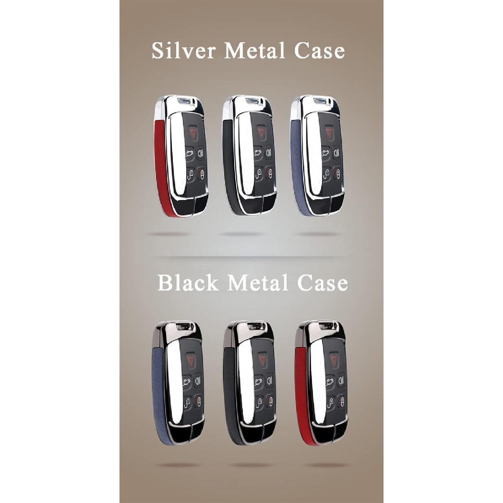 SANRILY 1 Stück schlüssellose Schlüsselabdeckung passend für Land Rover LR4 passend für Jaguar XF Metall Leder Schlüsselschutzgehäuse Schale passend für Range Rover Discovery Sport