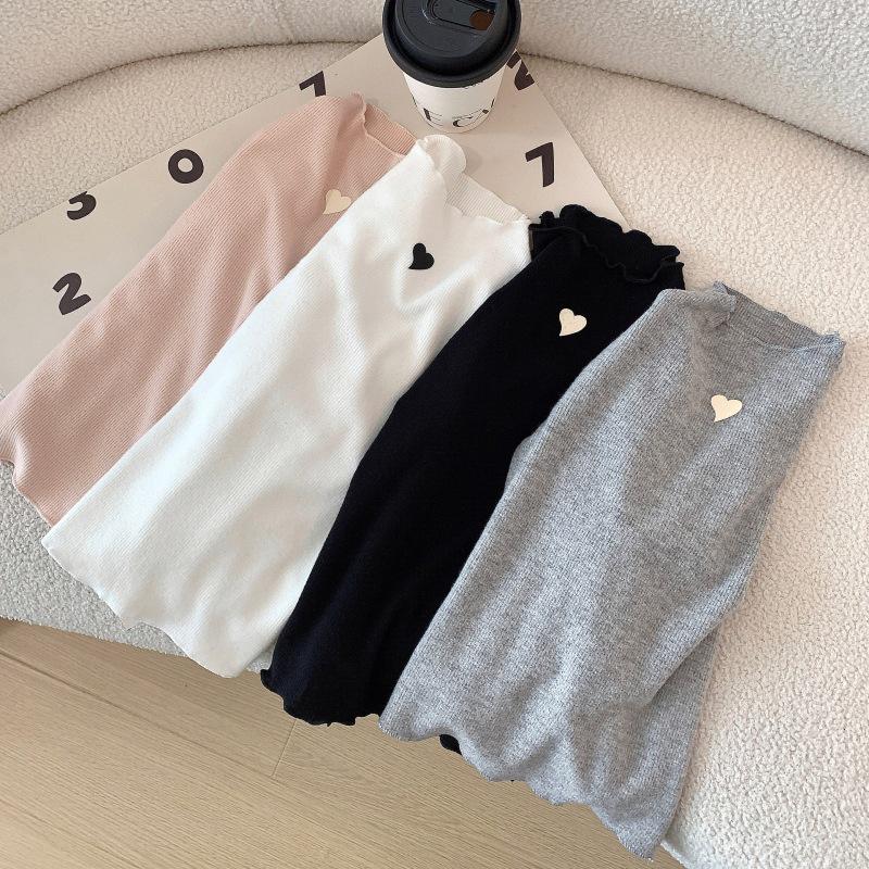 Girls' Velvet Long-Sleeve Mock Neck Base Layer Top