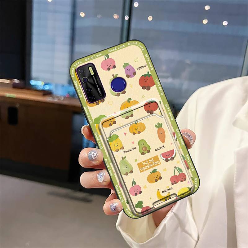 Back Cover Card Slot Phone Case For Tecno Camon15/15Air/16S/KD7H/CD6/CD7/Spark5/5Pro Cartoon Card Bag Waterproof Cover