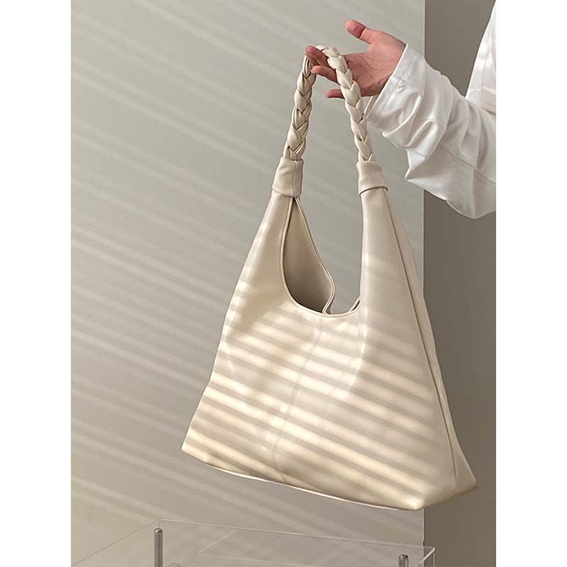 IELGY Casual Retro Large-Capacity Commuter Tote Bag All-Match Soft Leather Portable One-Shoulder Armpit Bag