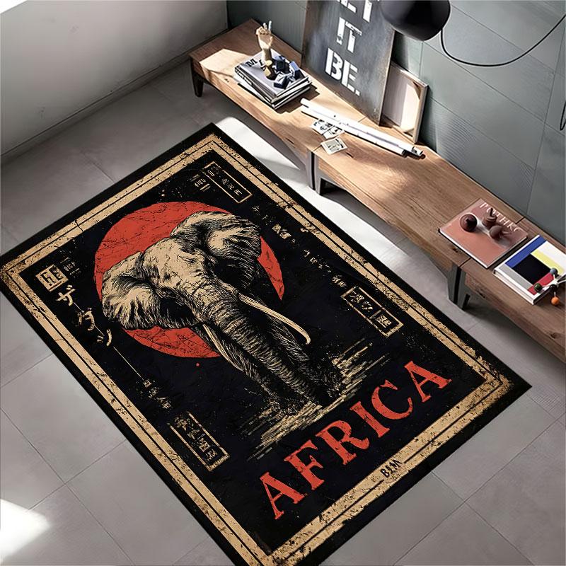 Elephant Design with Africa suitable as a non-slip mat for the living room or bedroom sofa