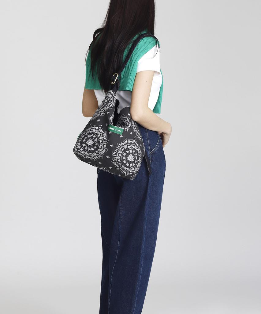 Green Stuff Belted Shoulder Bag B2 Paisley - Black