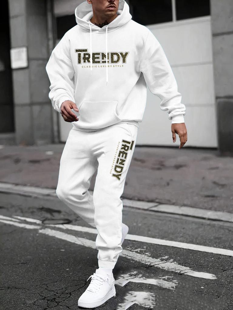 New sweater sweatpants set letter printing casual jacket autumn and winter velvet street tide youth hooded suit