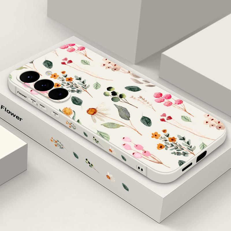 Flower Print Lanyard Case For Samsung Galaxy S24 S23 S22 Ultra S21 FE A14 A34 A52 A54 A15 A25 A35 A55 5G A16 A56 S25 Plus Cover