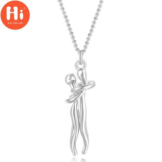 Hi Couple Necklace Hugging Figure Statue Love Durable His and Hers Necklace for Gift