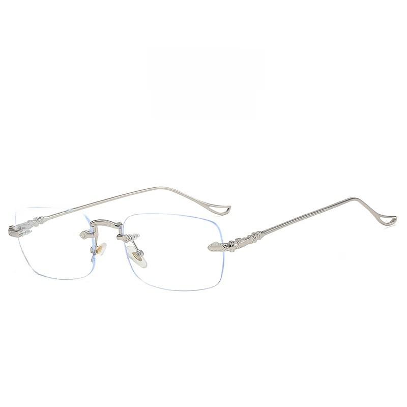 Minimalist Metal Square Eyeglasses With Blue Light Blocking For Adults