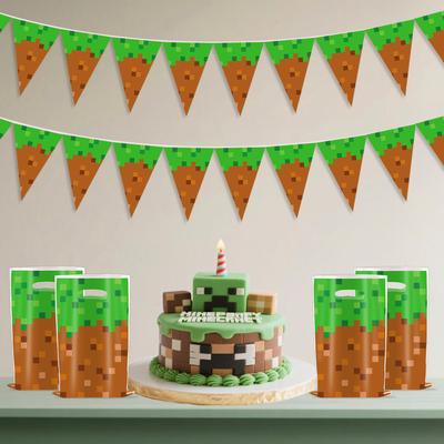 Factory Direct Sales Pixel Style Theme Party Supplies Pixel Pennant Gift Bag Birthday Decoration