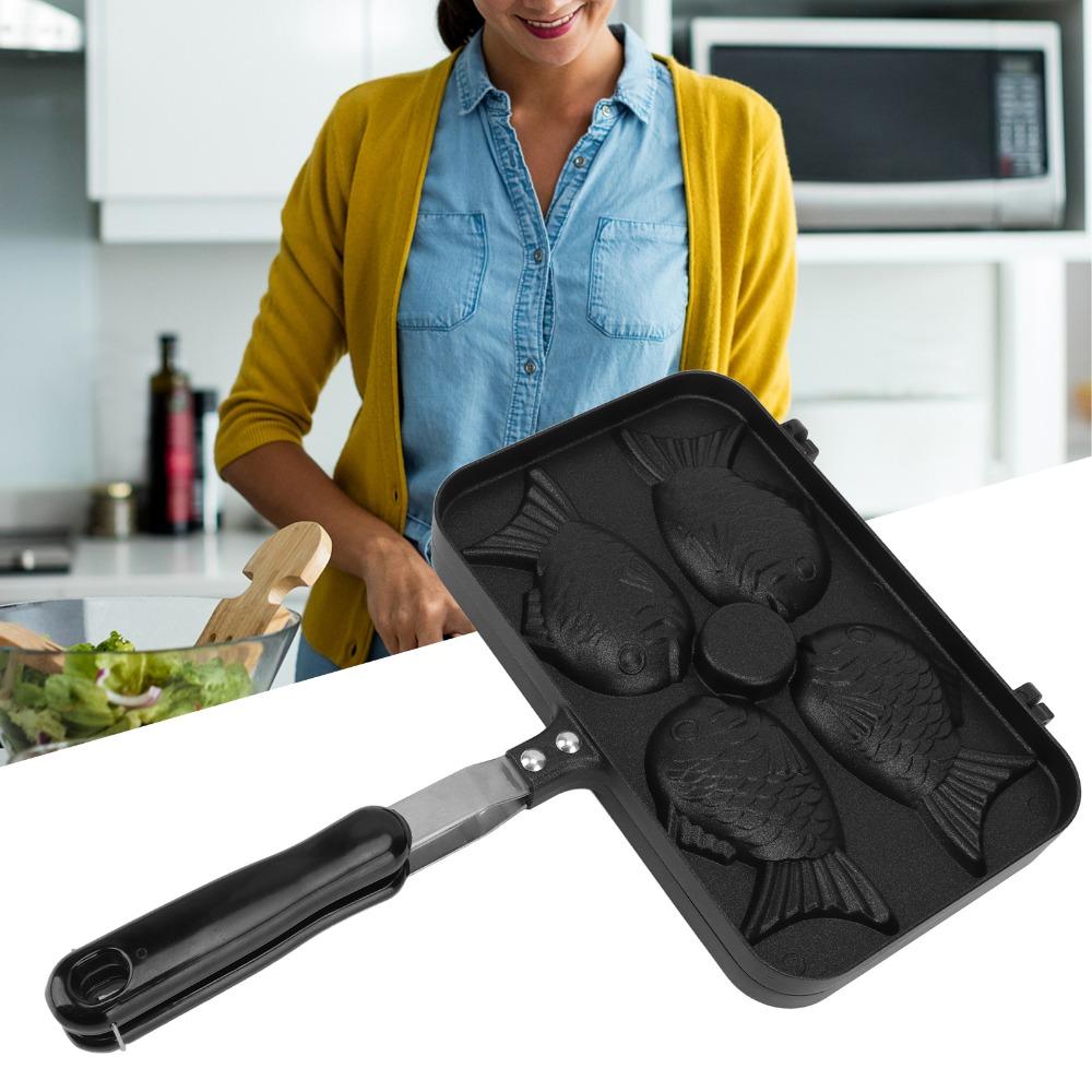 Double Sided Taiyaki Frying Pan Non Stick Taiyaki Frypan Taiyaki Fish Shape Cake Maker Breakfast