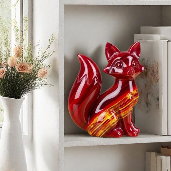 Liten revfigur Håndskåret Helbredende Vokter Revstatue Lykkebringende Dyreskulptur Hjemmekontor Skrivebordsdekorasjon Ornament