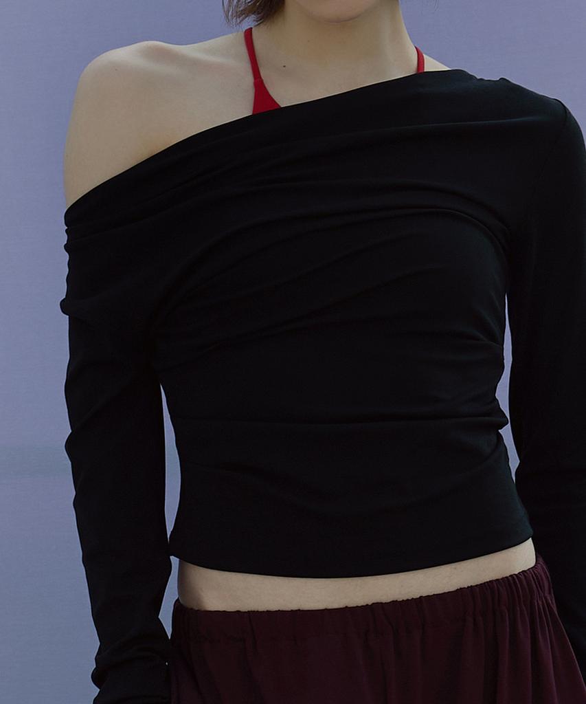 Debiweeo Drape Two-Way Long Sleeve Devi-T0143-Black