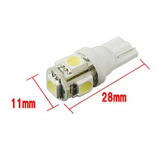 10Pcs W5W 2825 T10 Wedge 5-SMD 5050 Xenon White Light LED Bulbs Car Auto Lights