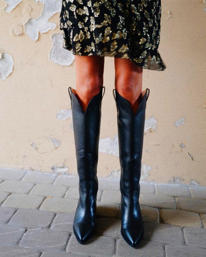 

Женские сапоги до колена, ретро модные сапоги на квадратном каблуке, новые зимние изделия в европейском и американском стиле, модная женская обувь 39 чёрный