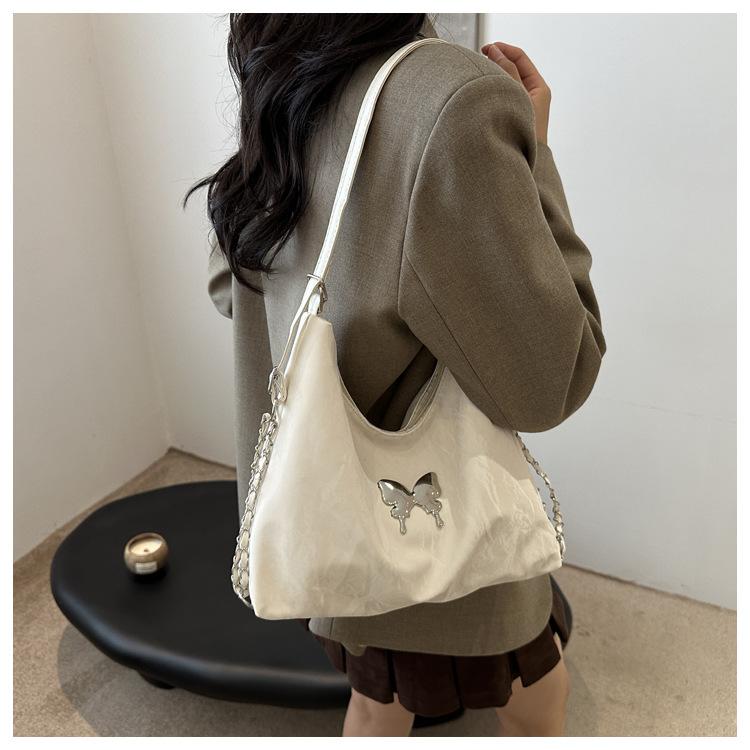 Women's Faux Leather Butterfly Backpack 2026 New Chain Shoulder Crossbody Bag Large Capacity Student School Bookbag