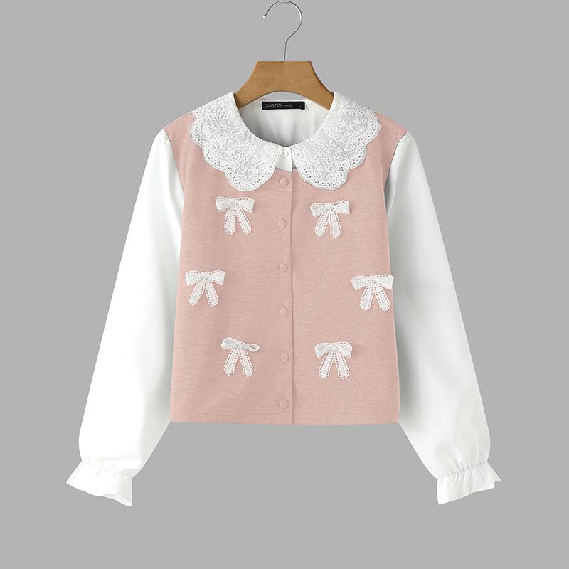 ZANZEA Women Casual Doll Collar Loose Long Sleeve Patchwork Blouse