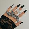 Creative Halloween Skull Butterfly Ring, Gothic Diablo Moth Wings Ring Set