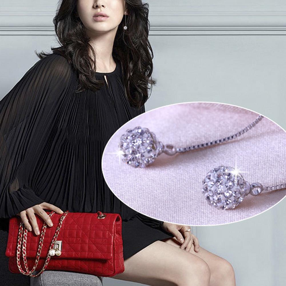 Damskie Eleganckie Moda Koreański 925 Posrebrzane cyrkonie Vintage Antyalergiczny W pełni wyłożone kryształkami Kula Długi frędzel Ear Stud Kobiece Kolczyki wiszące