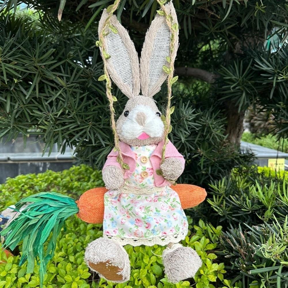35cm Easter Bunny Hanging Figurine Cartoon Hanging Rabbit Statue Festival Party
