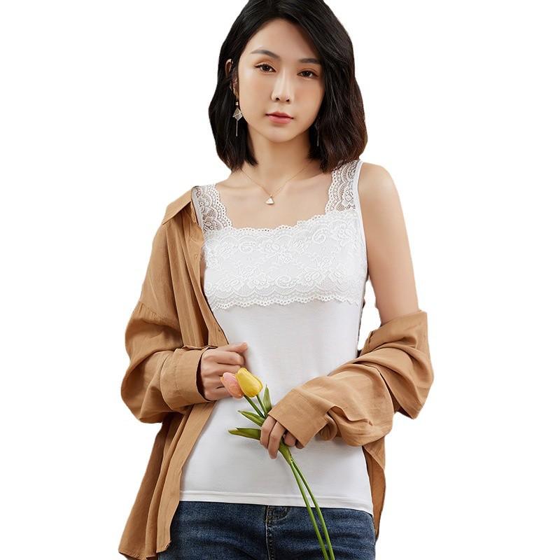 Plus Size Lace Trim Camisole: Slim Fit Spring/Summer Base Layer for Women