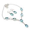 Natural Swiss Blue Topaz Gemstone 925 Sterling Silver Jewelry Necklace 18" ASN-6077