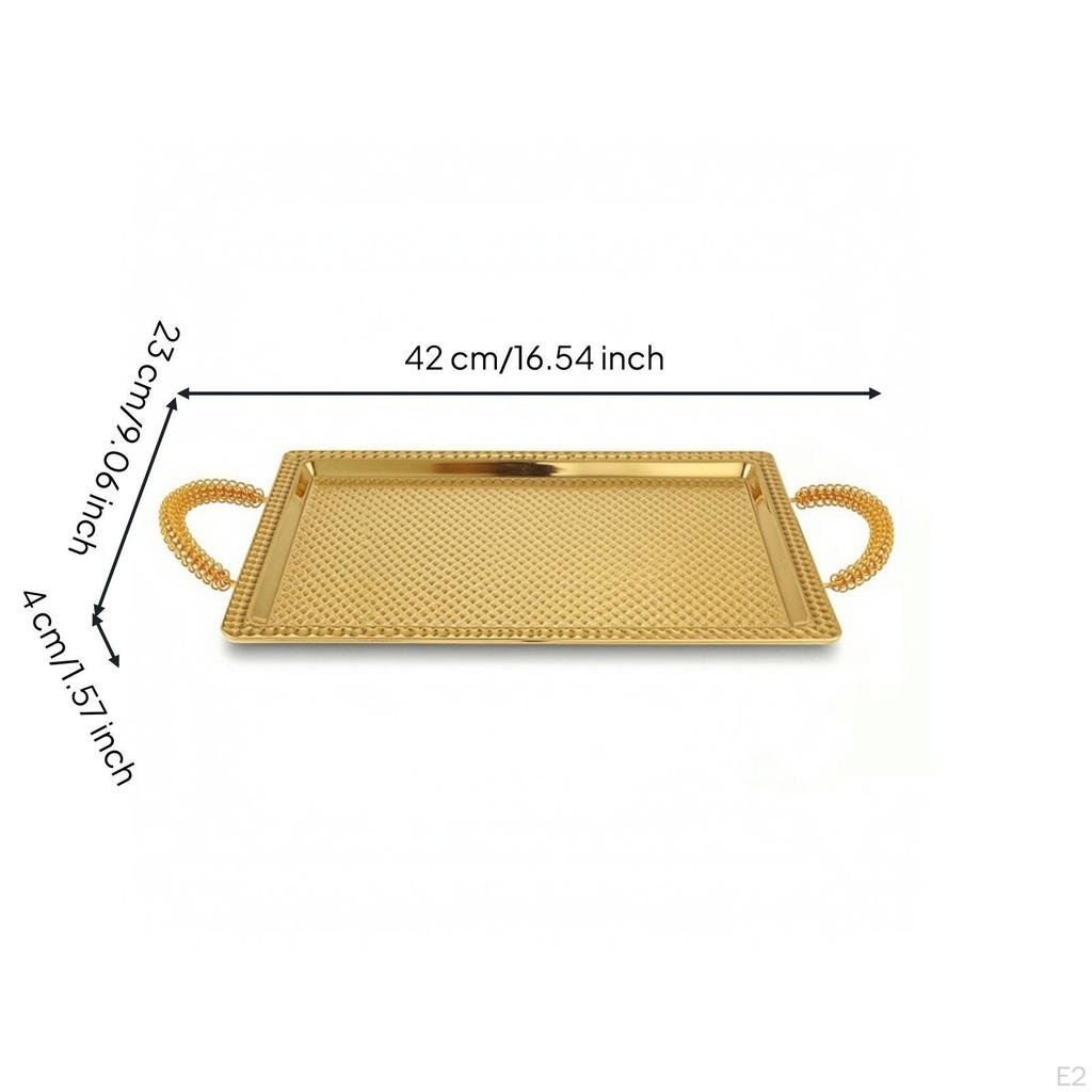 Serving Tray with Hammered Design Rectangular Polished for Hosts, Dining Room, Coffee