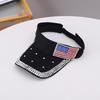 New Rhinestone Flag Empty Top Hat Women's European and American Summer Outdoor Breathable Sunshade Cap Spot