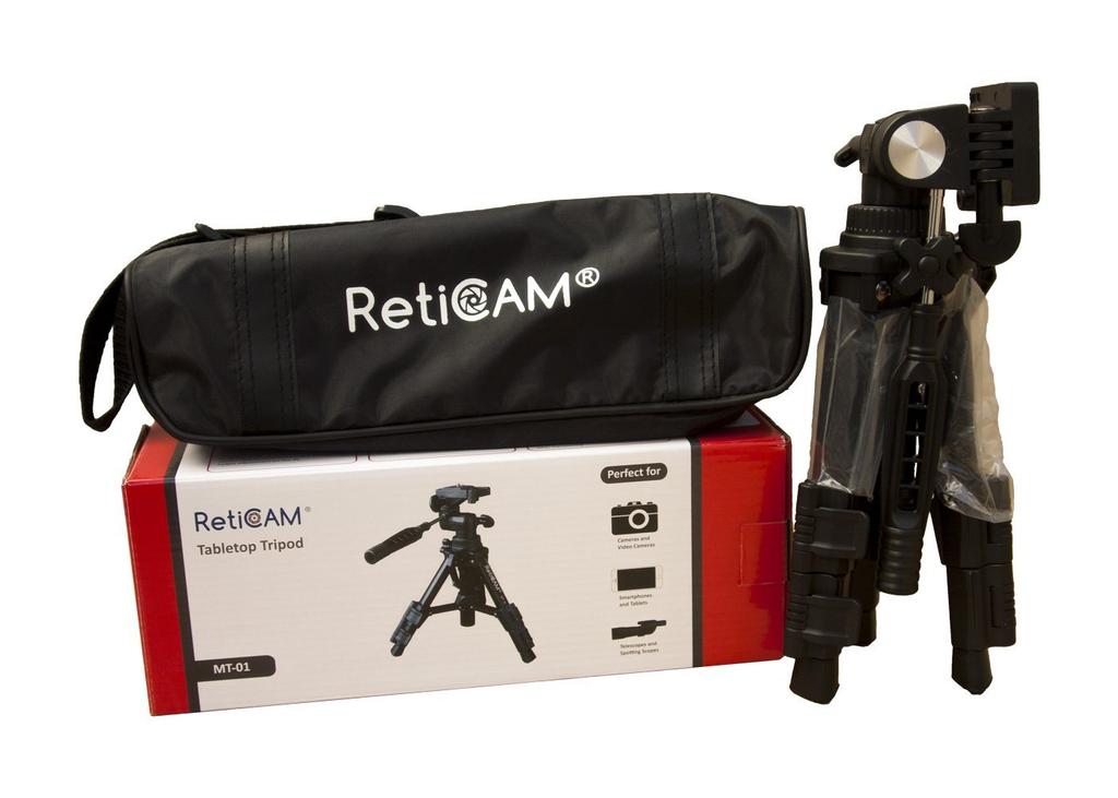 RETICAM MT01 Mini Tabletop Tripod with Quick Release and Carrying Black 3-Way Pan/Tilt Head, Plate, Bag, Aluminum,